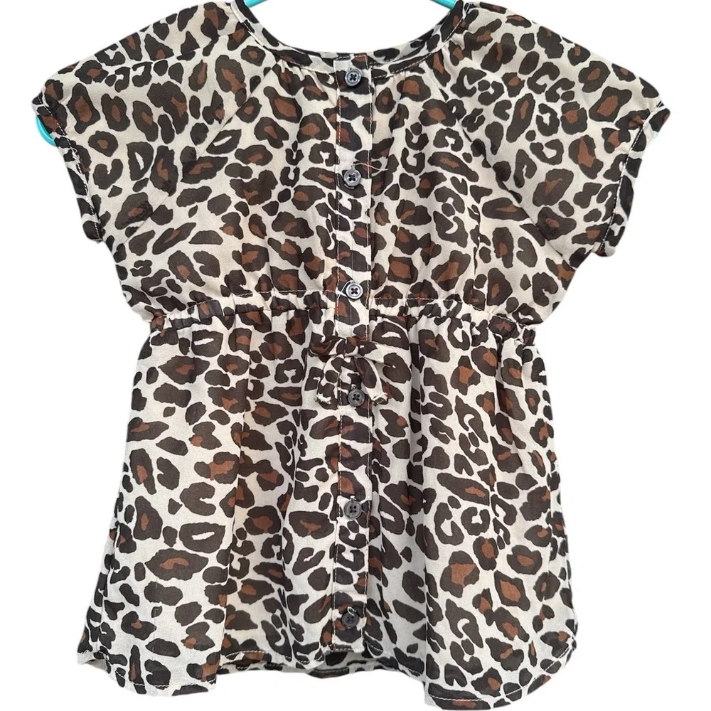 Gymboree‎ Girls Leopard Print Button-Up Top - Size 6 Brown Animal Print